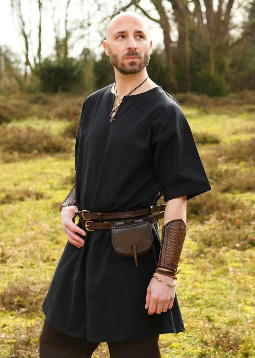 Battle Merchant Tunika Mittelalter-Tunika kurzarm, schwarz "Jasper" M