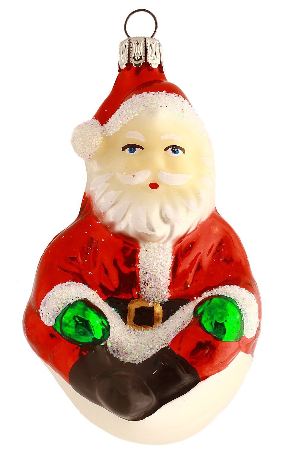 Hamburger Weihnachtskontor Christbaumschmuck Sitzender Santa, Dekohänger - mundgeblasen - handdekoriert