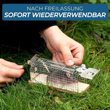 Praknu Lebendfalle 4 lebend Mausefallen Klein - Tierfreundlich & Wiederverwendbar, Aus nachhaltigem FSC Holz - Sofort Einsatzbereit