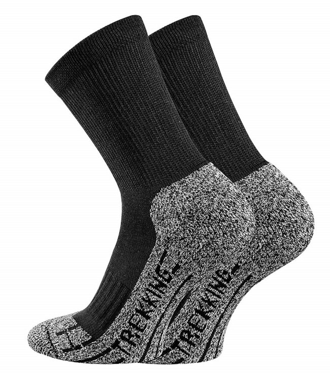 TippTexx 24 Wandersocken 4 Paar Unisex Performance Trekkingsocken, PRIMA KLIMA mit COOLMAX Schwarz