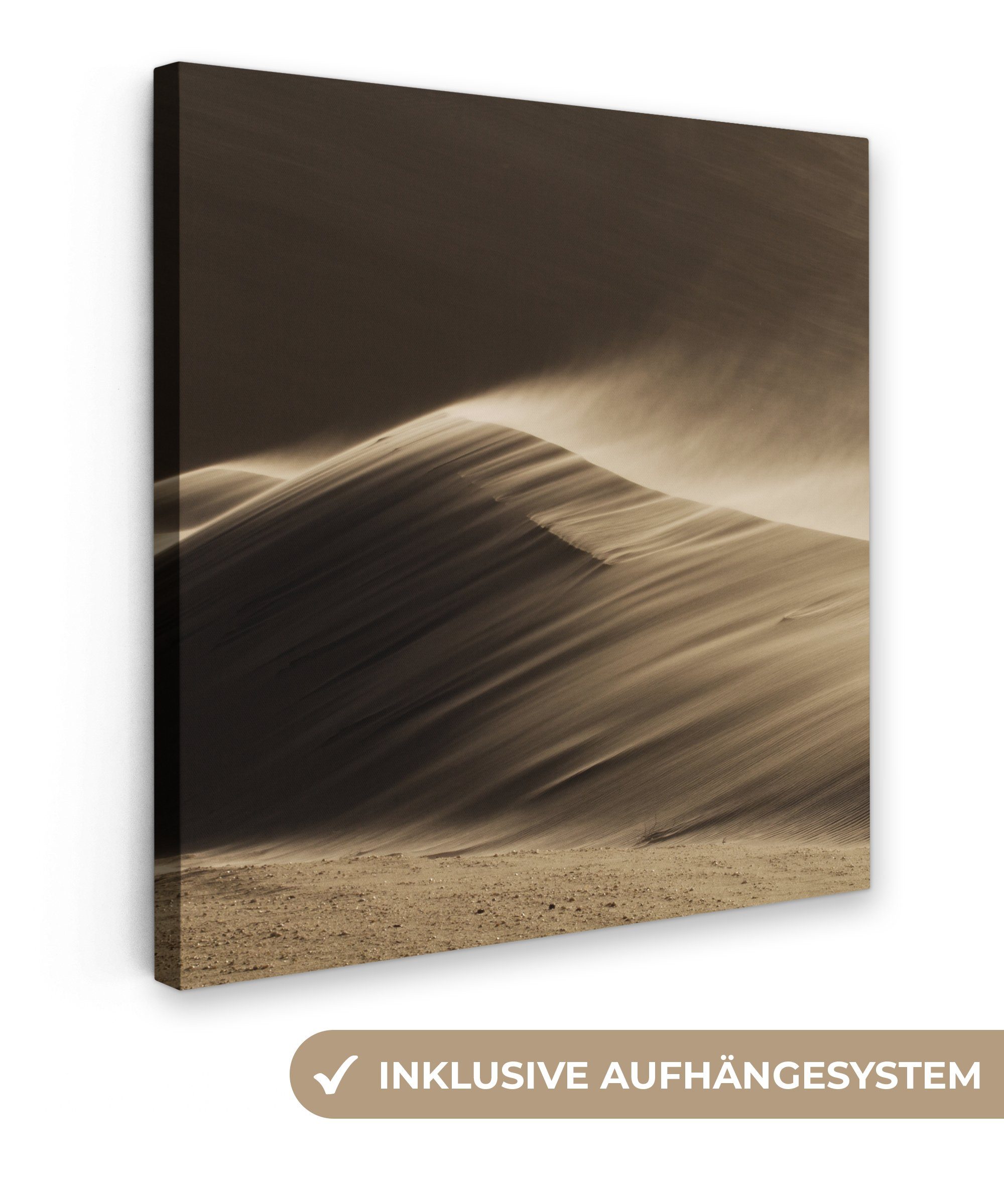 OneMillionCanvasses® Leinwandbild Wüste - Sand - Natur - Düne, Fotodruck (1 St), Wandbild, Deko Schlafzimmer Wohnzimmer Flur 20x20 cm