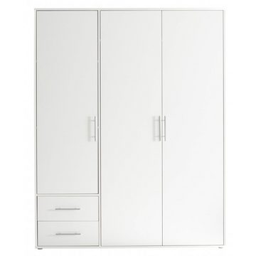 Pol-Power Drehtürenschrank Kleiderschrank VALENCIA mit Drehtüren / Schubladen ca. 155 x 195 x 60 cm Weiß