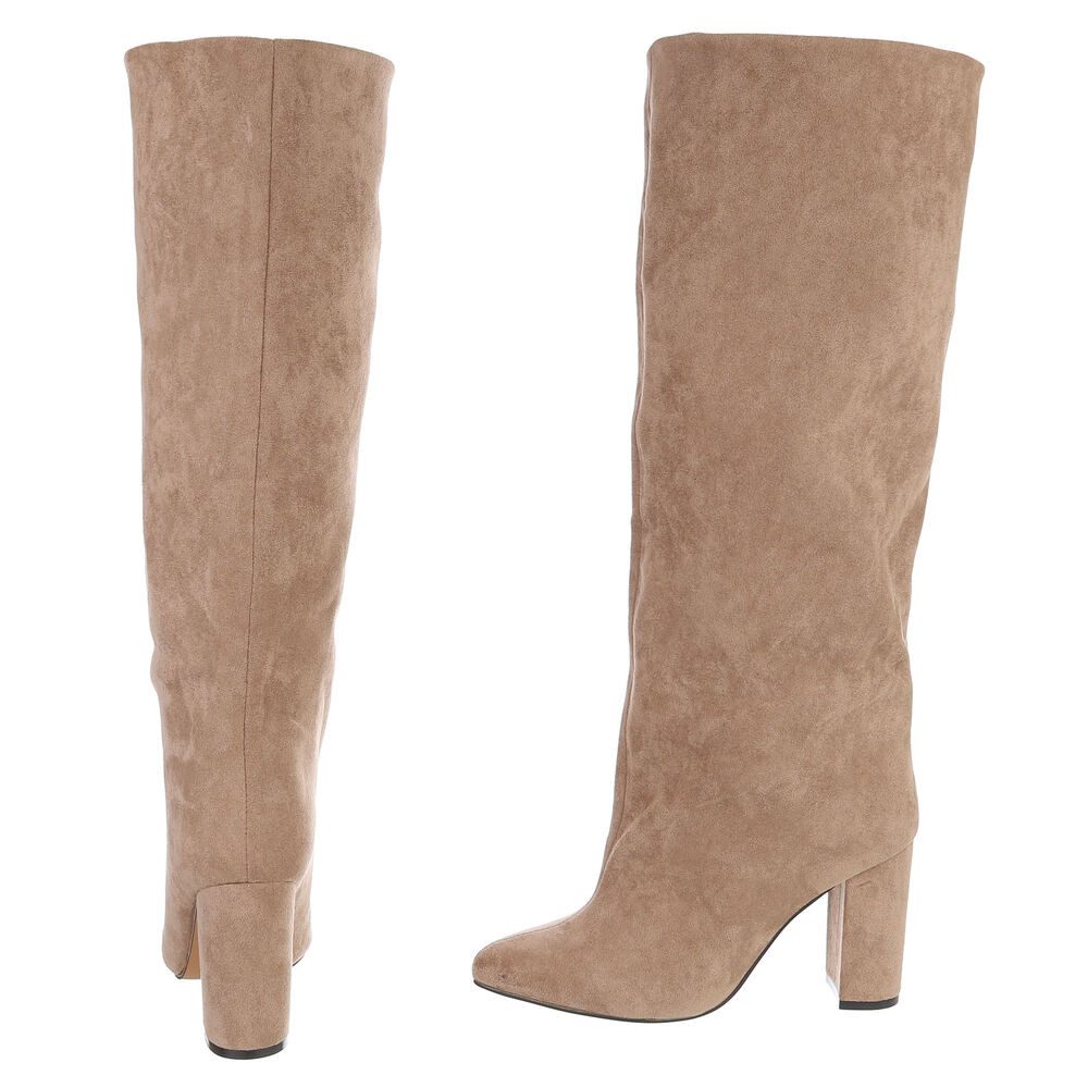 Ital-Design Damen Overknee-Stiefel mit Blockabsatz elegant High-Heel-Stiefel (92125286) Blockabsatz Stiefel in Hellbraun – Bild 5 von 5