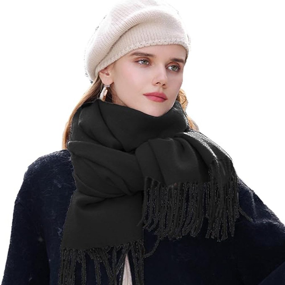 Coonoor Modeschal Winter Warme Schal,Oversized Fransen Poncho, für Herbst Winter