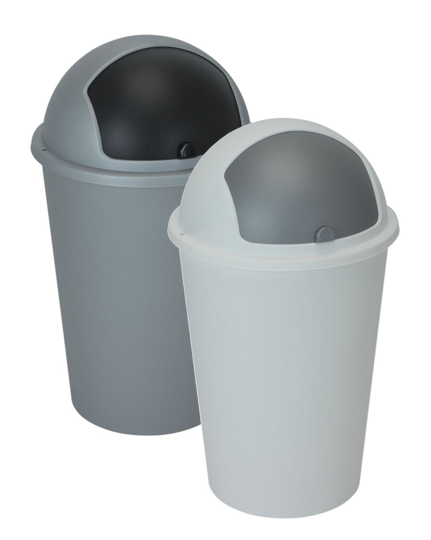 Spetebo Mülleimer Mülltonne 50 oder weiß Runder mit Kuppel-Deckel grau mit - Schiebe-Deckel L, Mülleimer