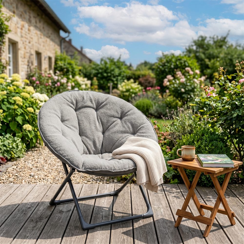 Relaxsessel Klappbarer Schafwoll-Saucertischstuhl