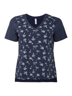 Sheego T-Shirt Große Größen mit tiefem V-Ausschnitt und Palmenprint vorn