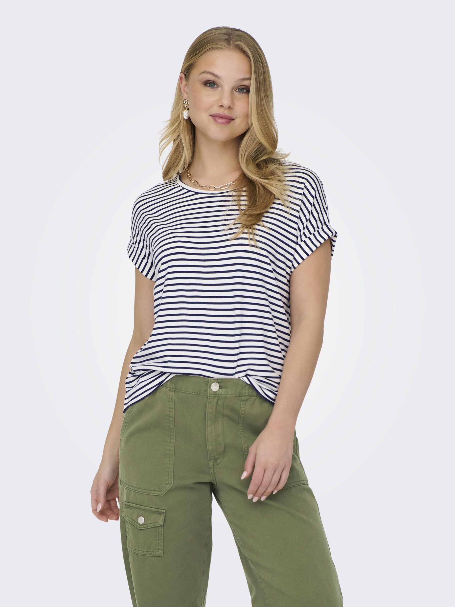 ONLY Kurzarmshirt ONLMOSTER STRIPE S/S O-NECK TOP JRS NOOS gestreift, lässi günstig online kaufen