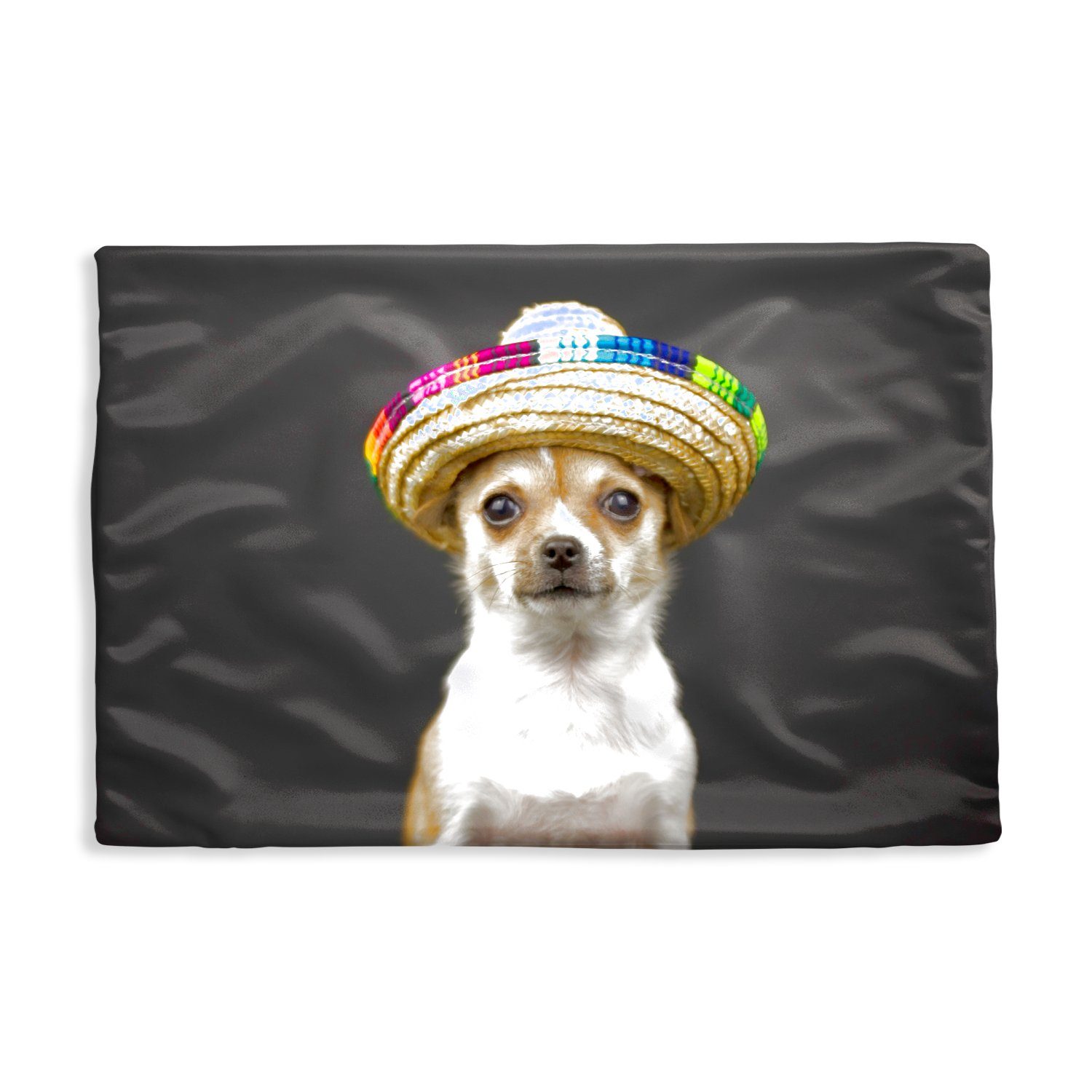 MuchoWow Dekokissen Hund - Sombrero - Schwarz, Kissenbezug für Sofa, Dekorationkissen, Kissenhüllen, 50x30 cm