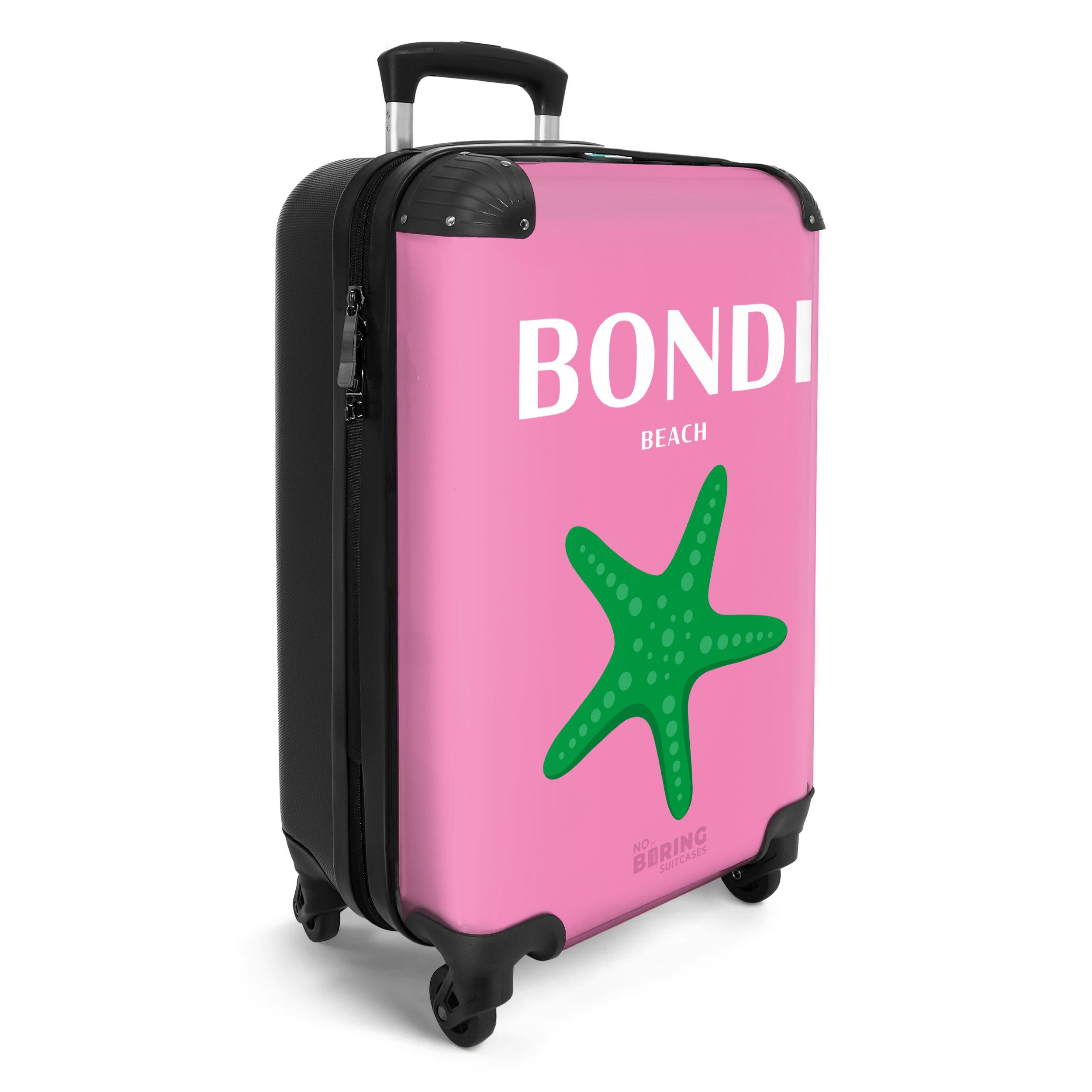 NoBoringSuitcases.com© Hartschalen-Trolley Rosa mit Bondi-Strand 55x35x20cm günstig online kaufen