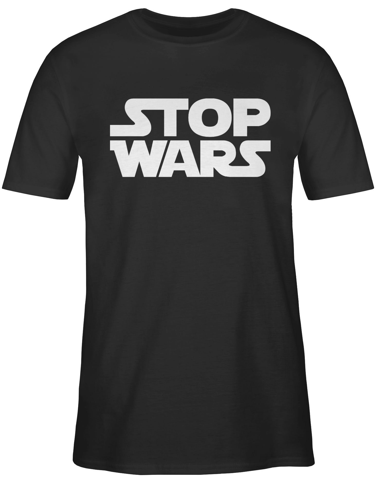 Shirtracer T-Shirt 01 Statement Schwarz Sprüche weiß Wars Stop