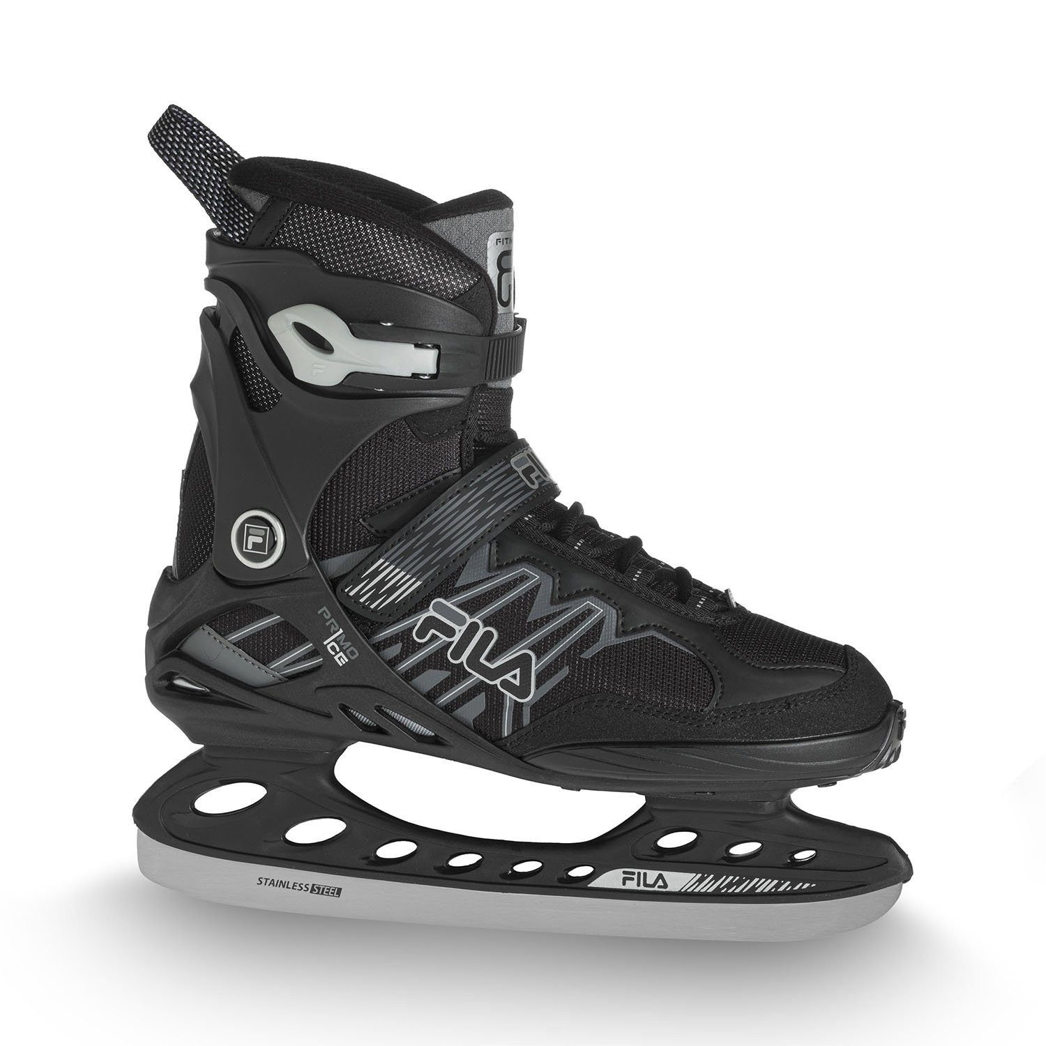 Fila Ролики Schlittschuhe Primo Ice (sandgestrahlte Edelstahl Kufe 53-55HRC, 3mm Stärke) schwarz