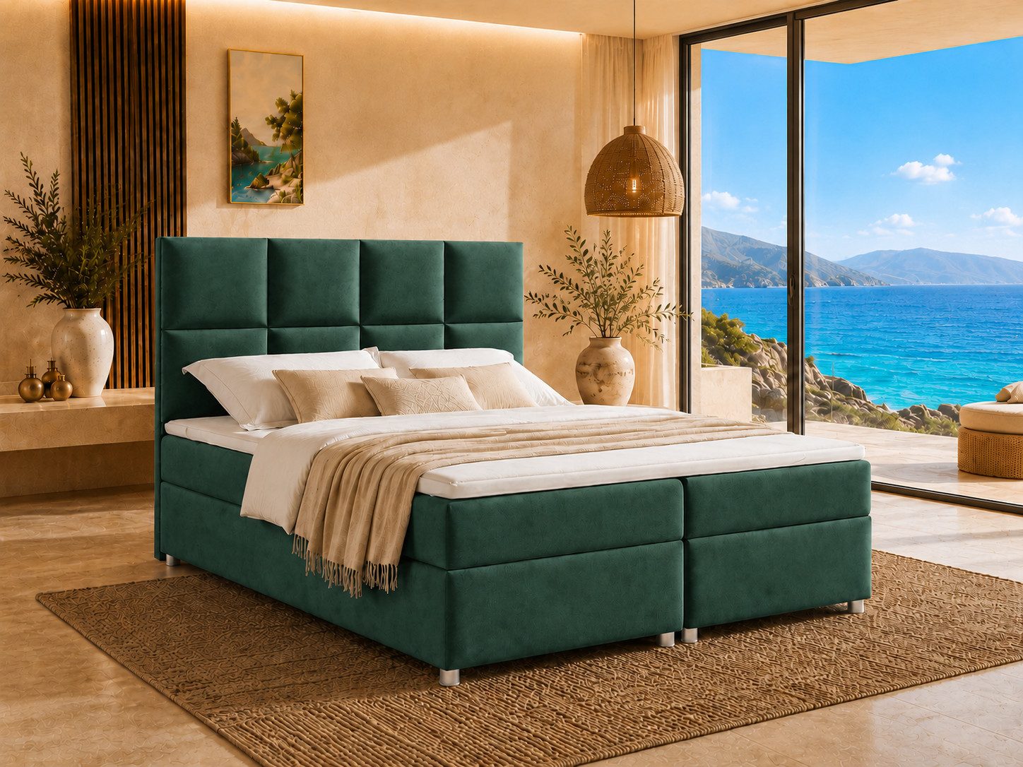 Best for Home Boxspringbett mit Stauraum Doppelbett Trinity K-2 mit 7-Zonen Komfort Topper (Polsterbett Doppelbett Boxbett mit gepolstertes Kopfteil, versch. Größen, 1-St., 140x200 160x200 180x200 200x200 cm), Handwerksqualität, TOP Preis-Leistungs-Verhältnis