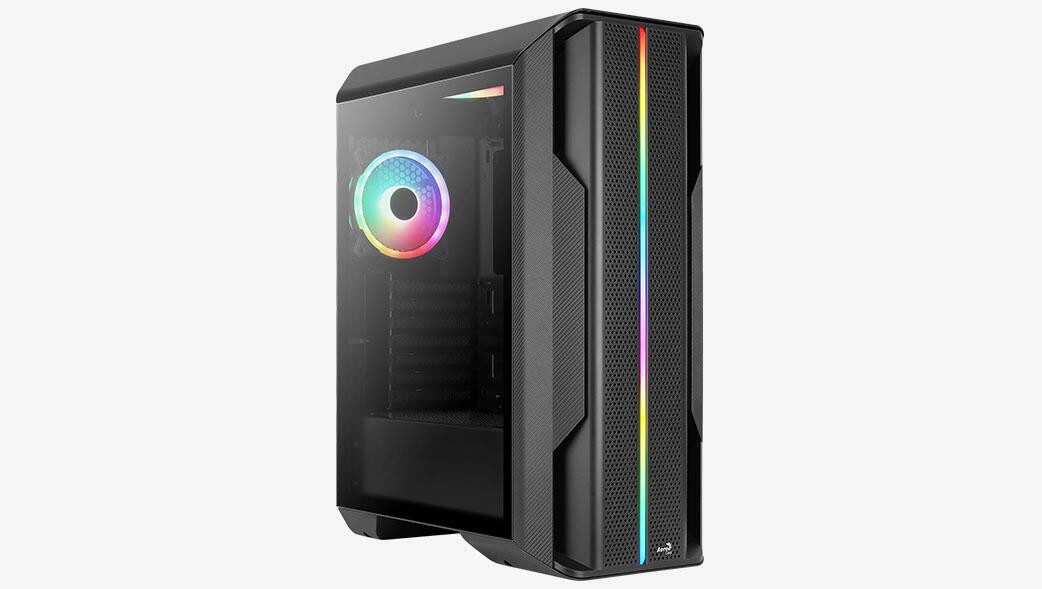 Aerocool PC-Gehäuse Splinter Duo-G-BK-v1 (schwarz, Tempered Glass)