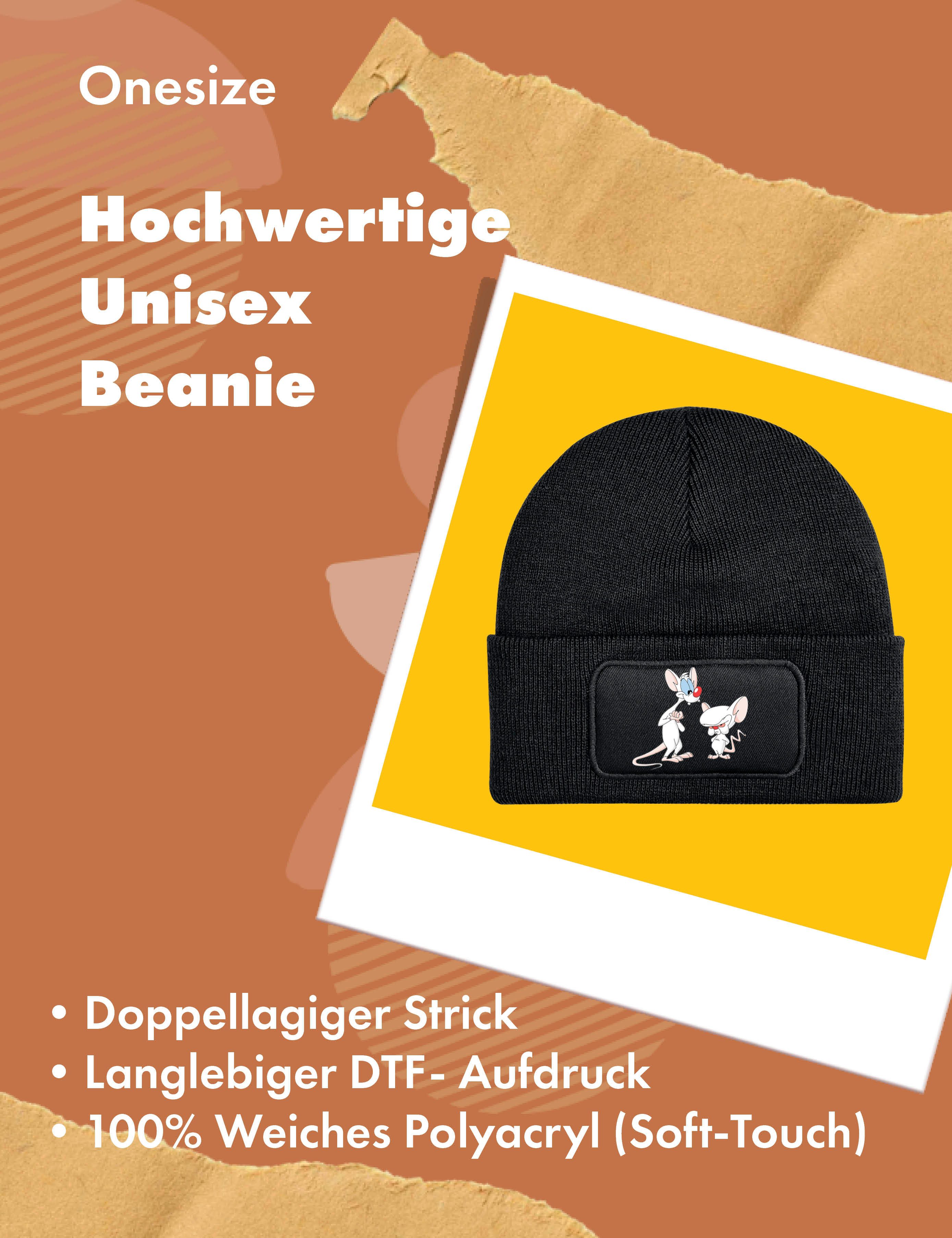 Youth Designz Beanie Brain & Pinky Unisex Beanie Mütze Wintermütze Statement Strickmütze mit lustigem Fun Print für Herren & Damen