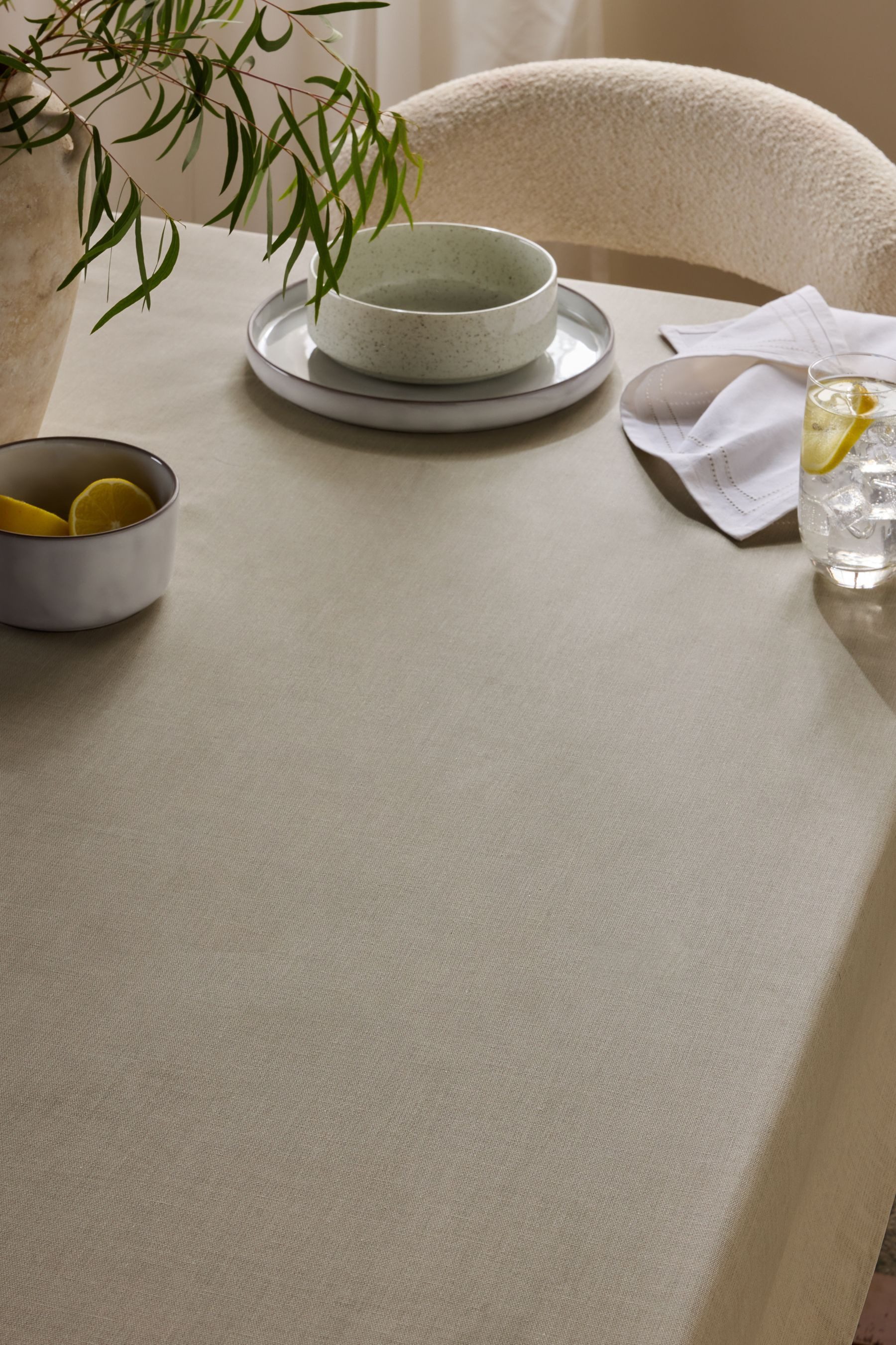 Next Tischdecke Abwischbares Tischtuch Leinenoptik 100 % Baumwolle (1-tlg) günstig online kaufen