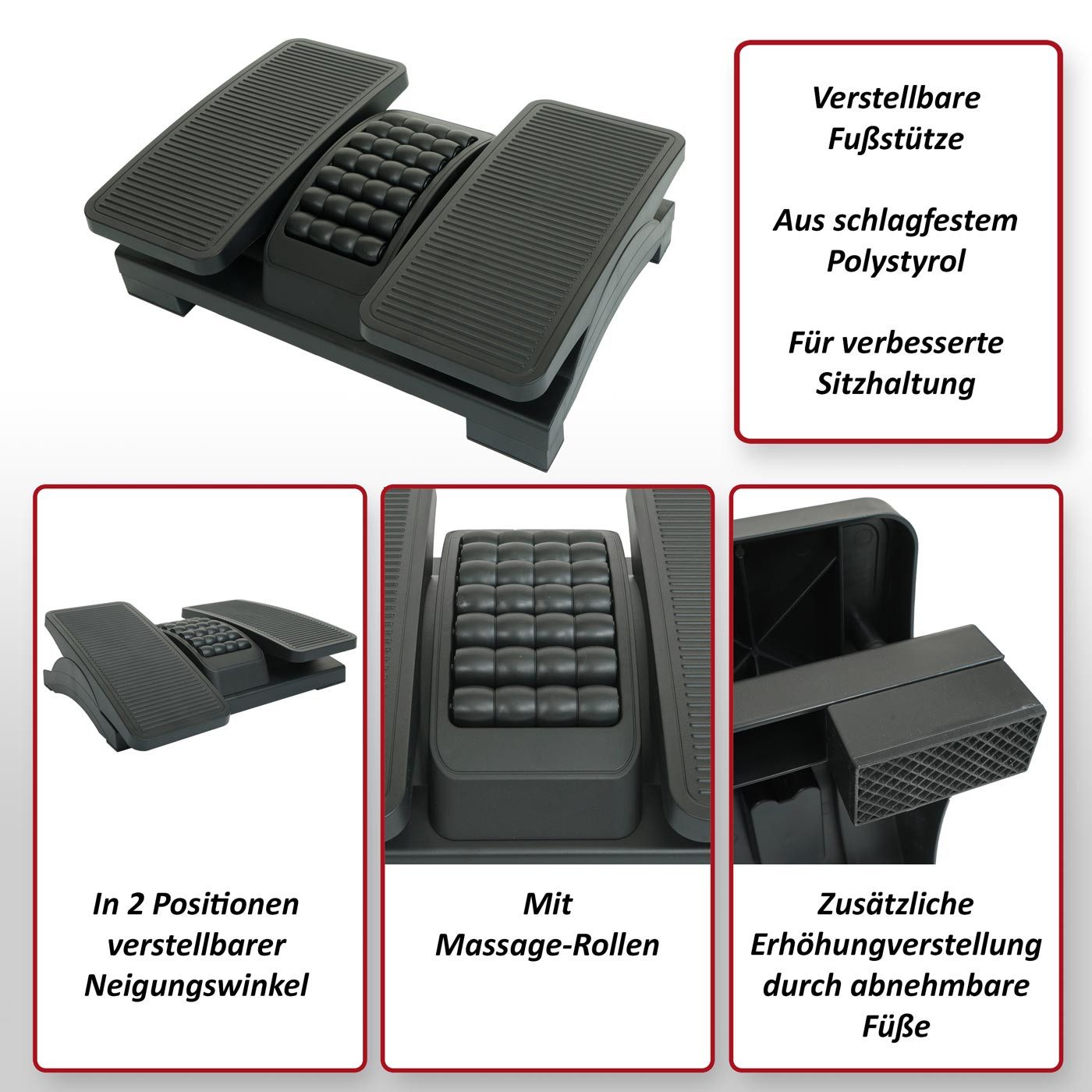 MCW Fußstütze MCW-M11, Verstellbarer Neigungswinkel (2 Positionen: Winkel 0-25 Grad)