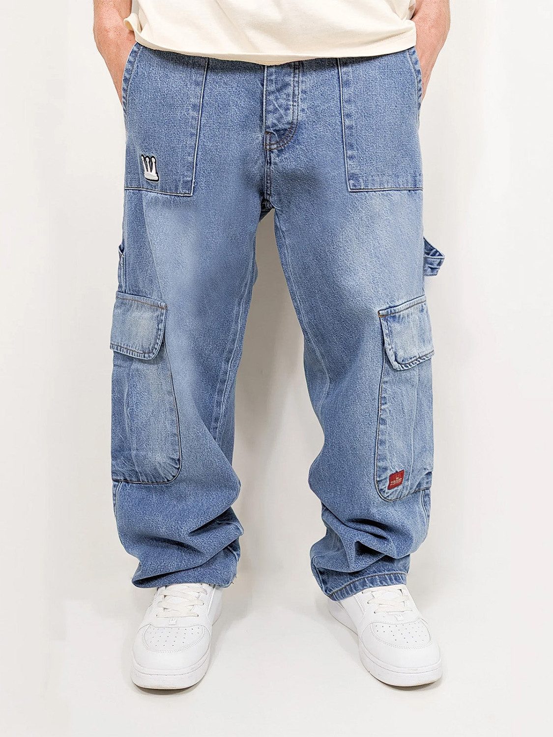 DADA Supreme Regular-fit-Jeans Baggy Cargo Denim mit Taschen Worker Style C günstig online kaufen
