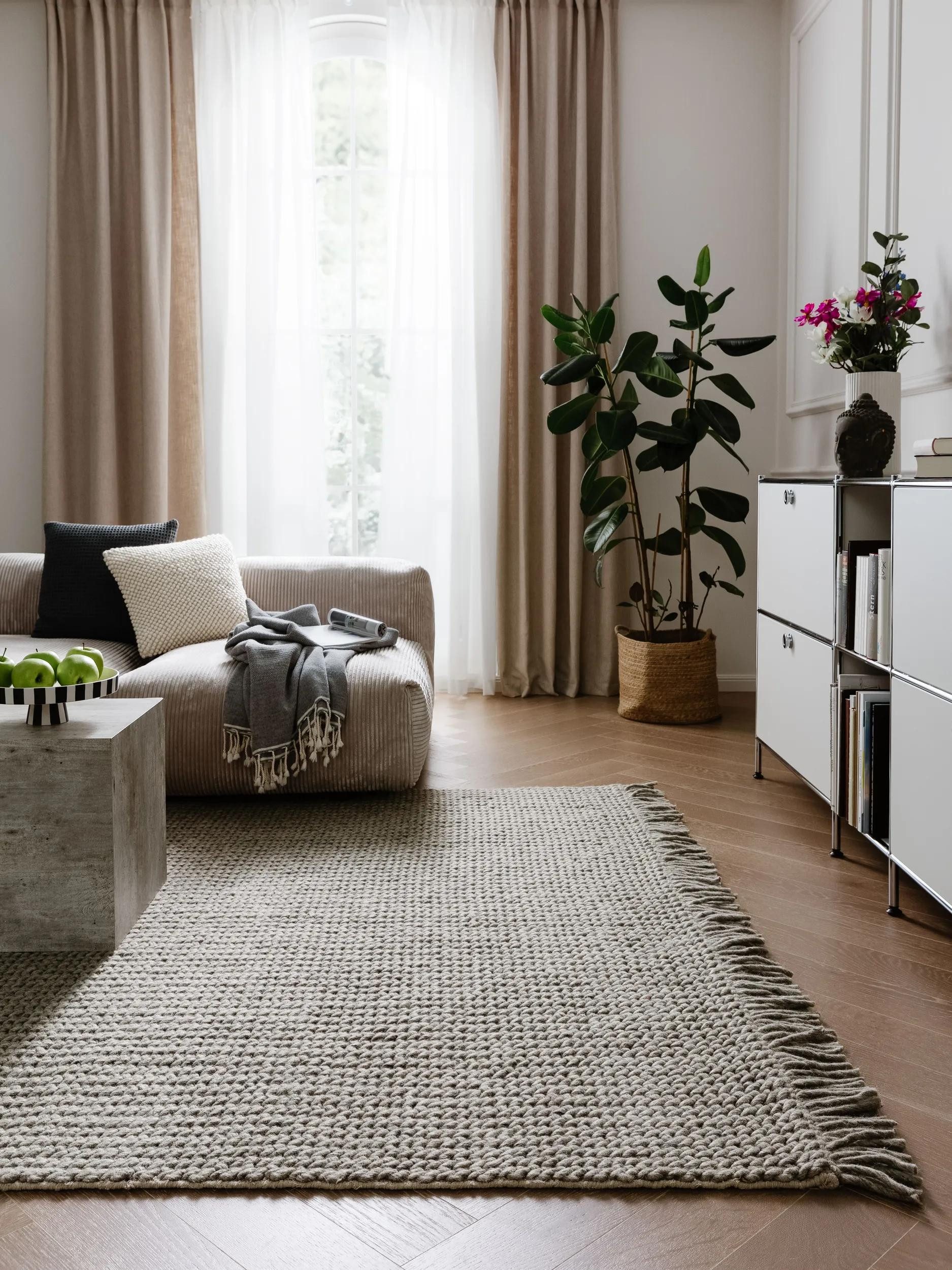 benuta Wollteppich Velma, rechteckig, Höhe: 11 mm, Teppich Wohnzimmer, Schlafzimmer, Esszimmer, Flur, Kunstfaser, Cozy