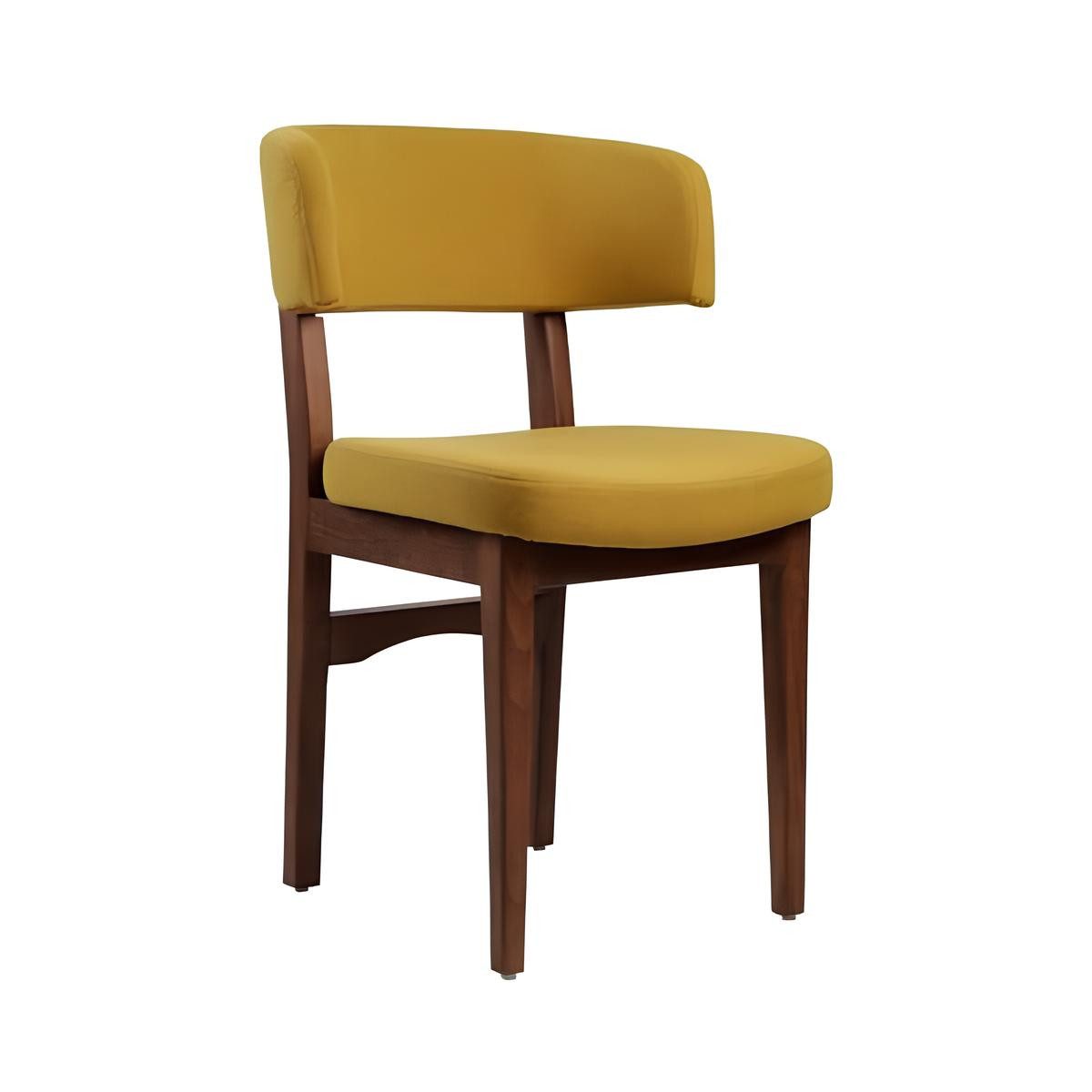 JVmoebel Esszimmerstuhl Designer Lehnstuhl in Gelb-Braun aus Holz und Textil (1 St), Made in Europa