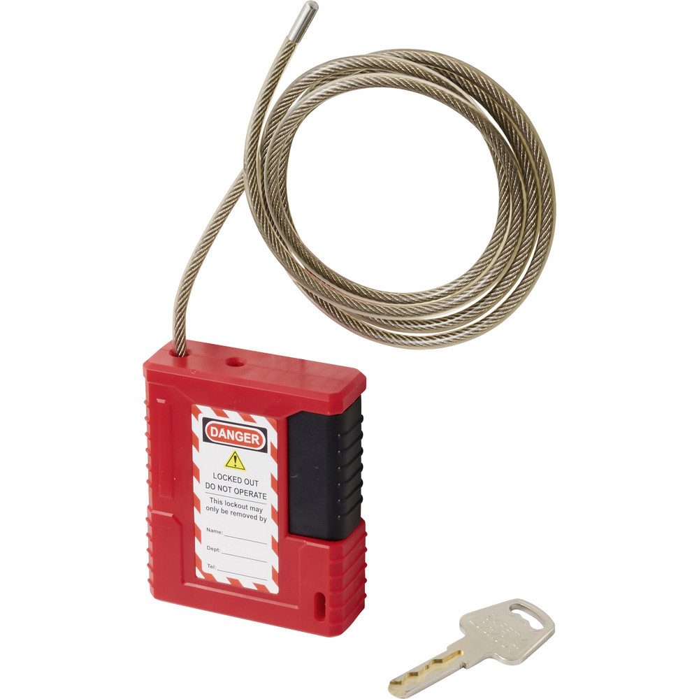 Sygonix Verteilerbox Sygonix SY-6872544 Lockout Kabelschloss verstellbar 1m Rot 1