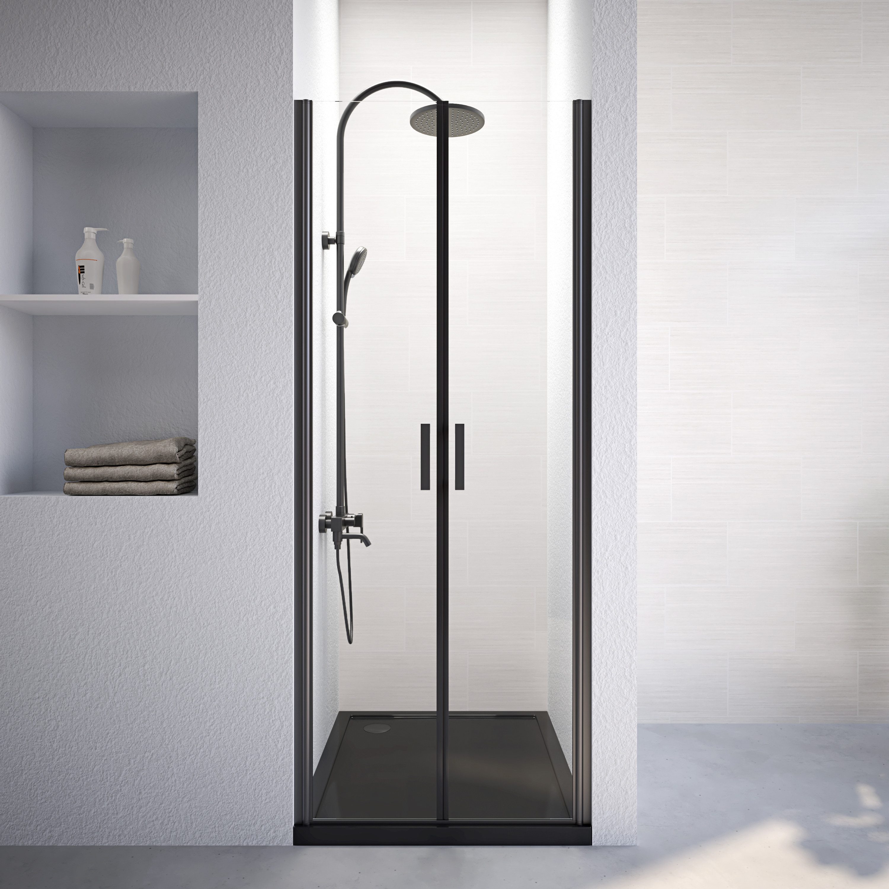 Marwell Dusch-Schwingtür Saloon, 80x200 cm, Einscheibensicherheitsglas, justierbares Wandprofil, hochwertige Aluminiumprofile