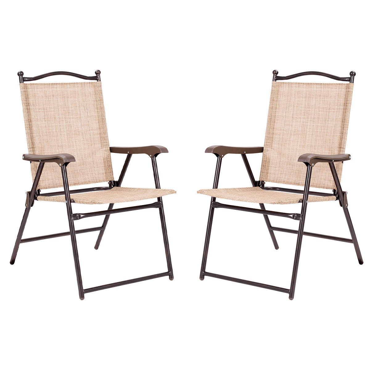 COSTWAY Gartenstuhl (2 St), Klappstuhl mit Armlehnen wetterfest, bis 140kg