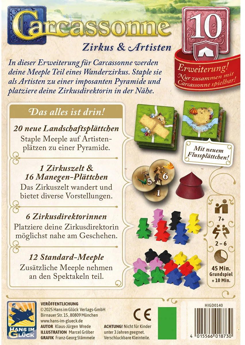Hans im Glück Spiel Carcassonne 10. Erweiterung Zirkus & Artisten HIGD0140