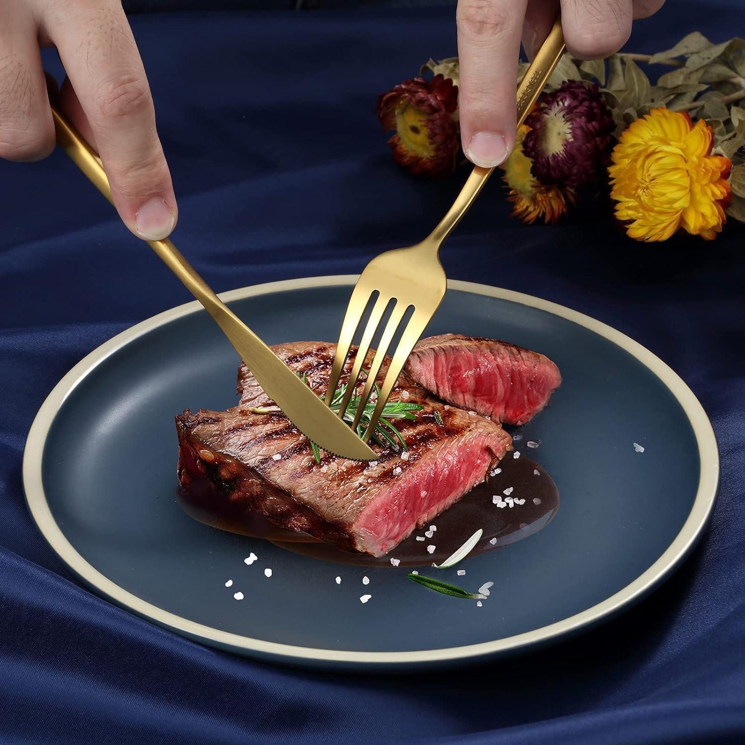 LuxusKollektion Kochbesteck-Set Besteckset 12 Personen Edelstahl Gold 60 teilig 60 Teilig gold