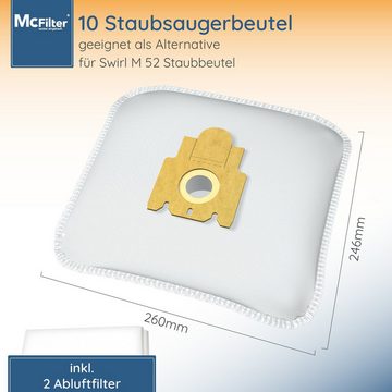 McFilter Staubsaugerbeutel Alternative zu Swirl M52 M 52, passend für Miele Staubsauger, inkl. Filter, Pappdeckscheibe, 10 St., hohe Reißfestigkeit, Top Filtration, 5-lagiges Microvlies