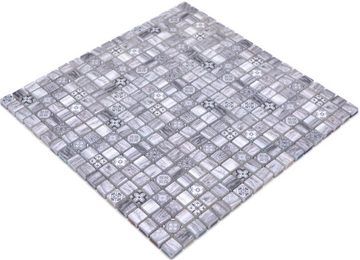 Mosani Mosaikfliesen Glasmosaik Crystal Mosaikfliesen grau matt / 10 Mosaikmatten