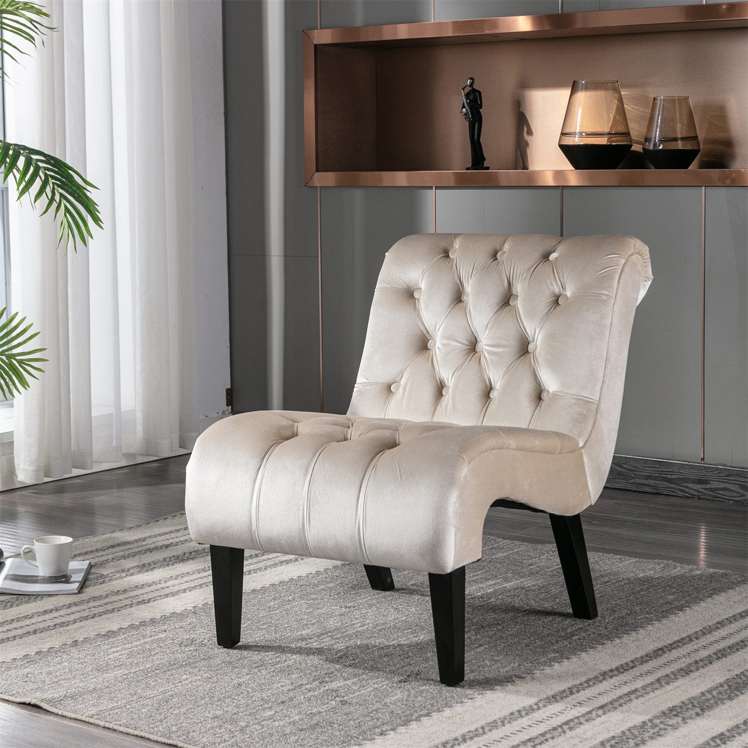 autolock Besucherstuhl Modern Velvet Armless Accent Wohnzimmer Stuhl, Freizeit Stuhl