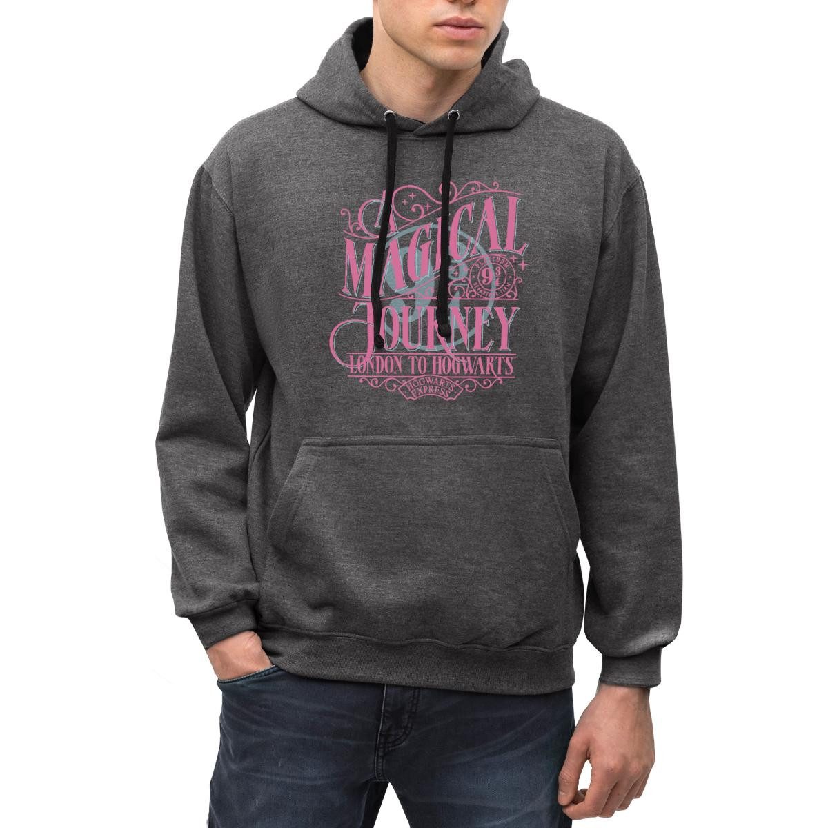 Hoodie Harry Potter Gleis 9 ¾ Design In Rosa & Blau Unisex Kontrast Hoodie