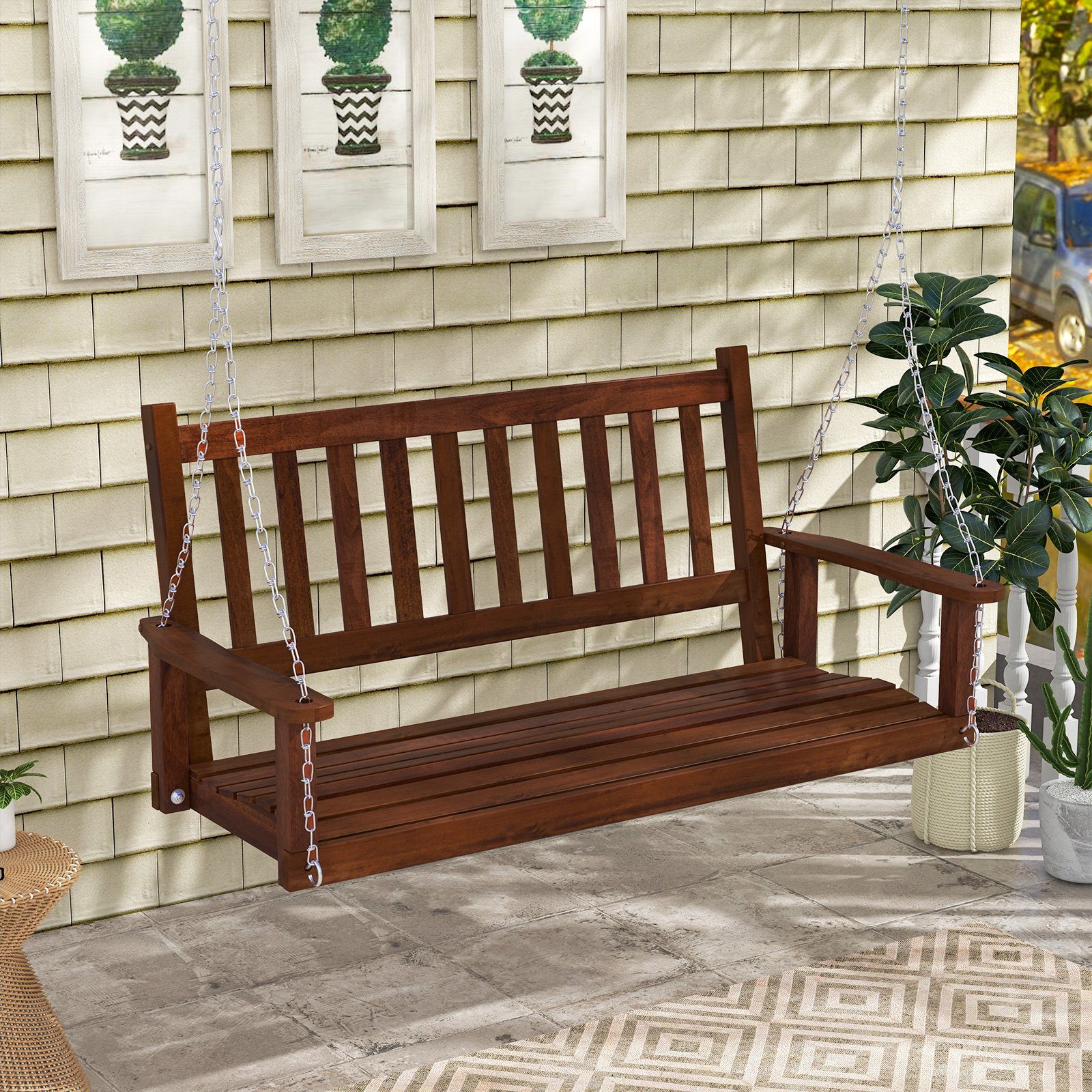 COSTWAY Gartenbank Hängebank Hollywoodschaukel, 3-Sitzer günstig online kaufen