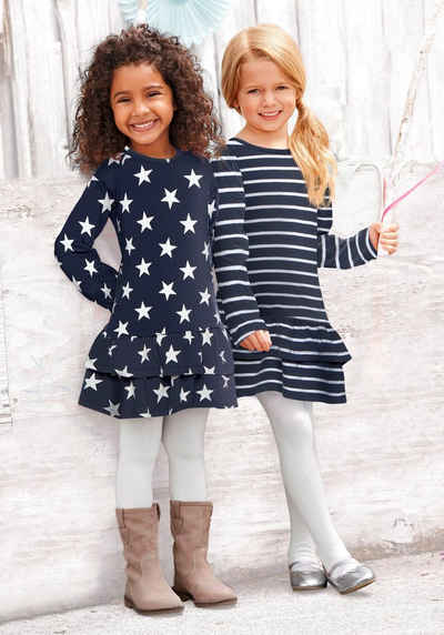 KIDSWORLD Jerseykleid, 2er Pack für kleine Mädchen (Packung, 2-tlg) mit Ringel und Sternen