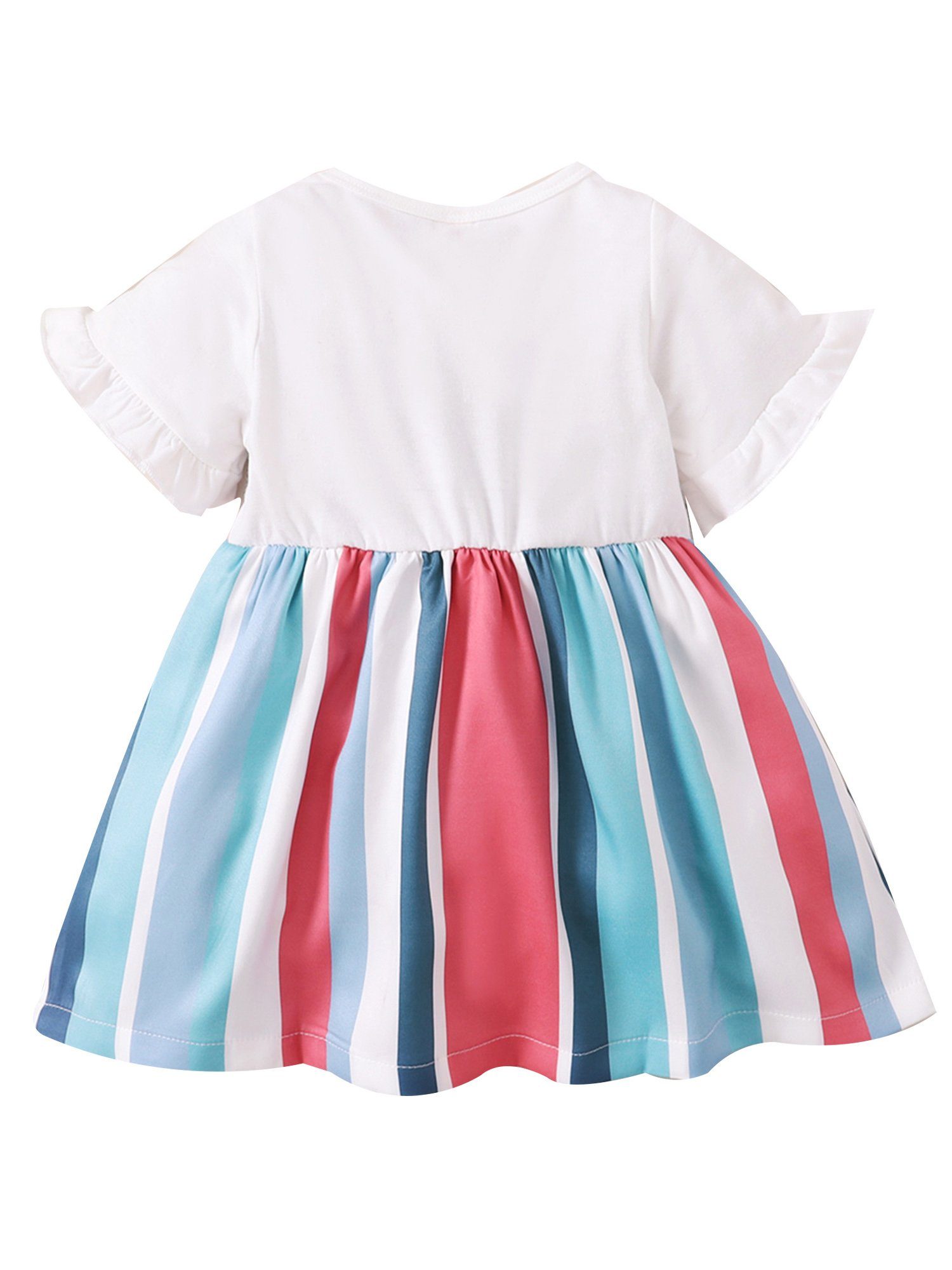 Kinder Kleider LAPA Minikleid LAPA Baby Mädchen Streifen Blumendruck Kleid