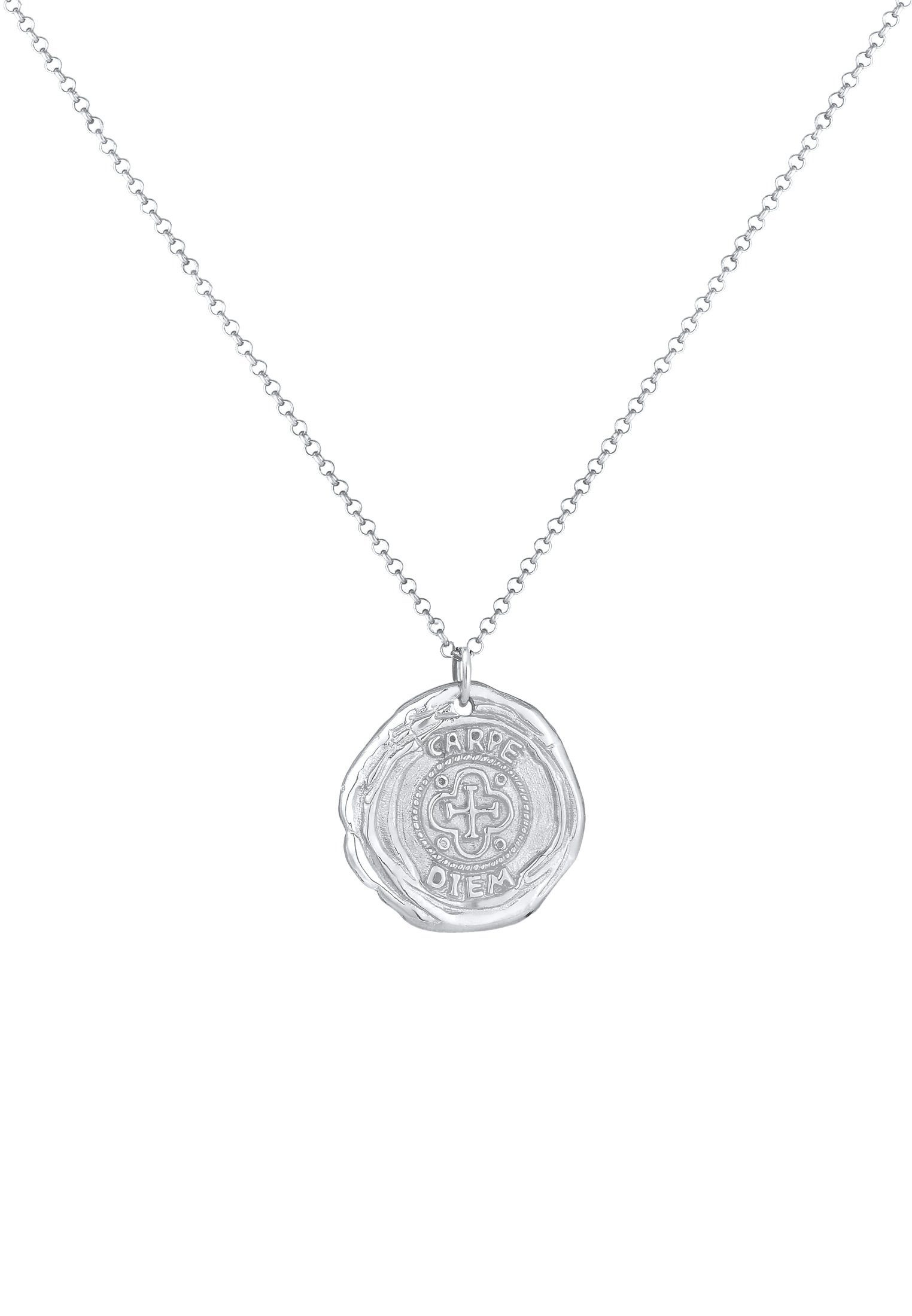 Kuzzoi Lange Kette Herren Antike Münze Coin Kreuz 925 Silber