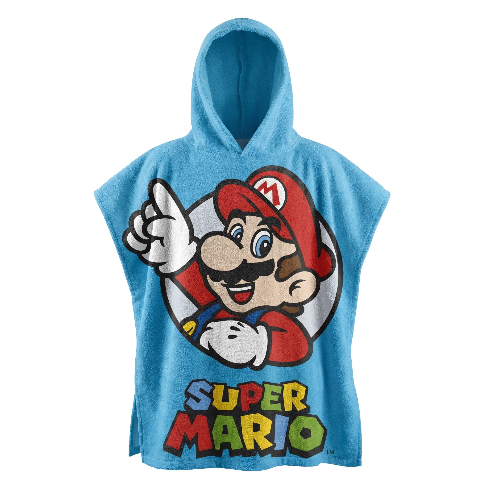 Super Mario Badeponcho Super Mario Gamer Kinder Poncho Badeponcho 100% Baumwolle, Baumwolle, Kapuze, Gr. 60x60 cm
