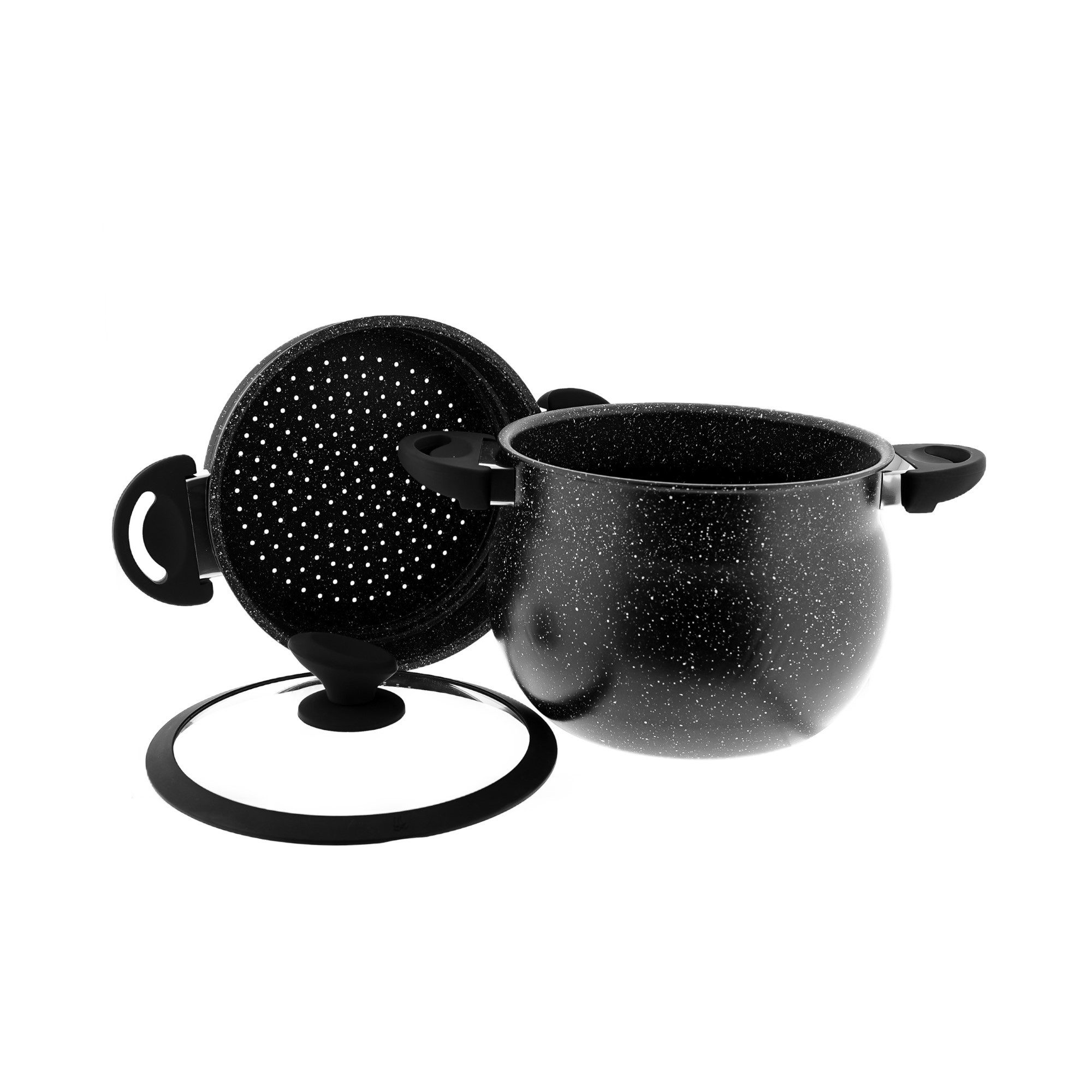 Sunay Kochtopf 3in1 Kochtopf, Marmorbeschichteter Dampfgarer Couscoussier 6/ 8/ 12 L, ideal für Kochen, perfekt für Haushalt