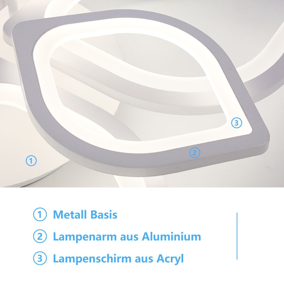 oyajia Deckenleuchte 44W Modern LED Deckenlampe aus Metall, in Blumenförmiges Design, Kaltweiß, Naturweiß, Warmweiß, Dimmbar LED Deckenleuchte,für Wohnzimmer, Schlafzimmer, Flur, Küche