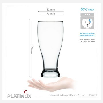 PLATINUX Bierglas Biergläser, Glas, 500ml (max. 565ml) Bierseidel Weizengläser hohes Bierglas 0,5L