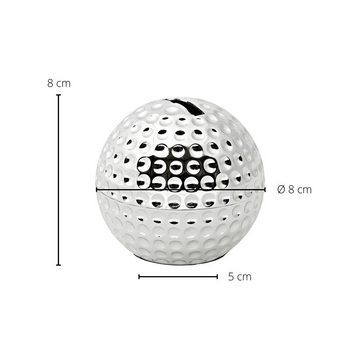EDZARD Spardose Golfball, versilberte Sparbüchse mit Anlaufschutz, Sparschwein im modernen Design, ideal als Geschenk, Höhe 8 cm