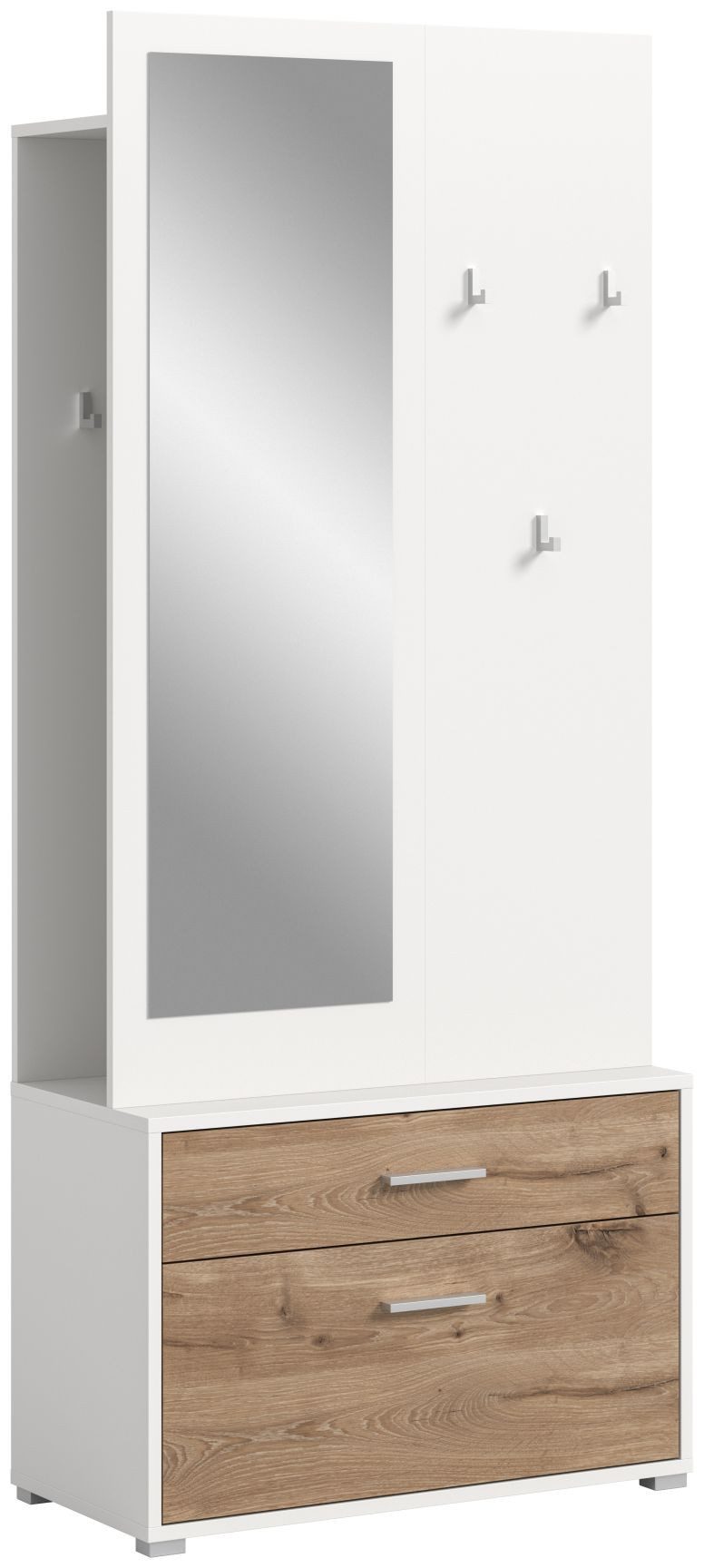 xonox.home Garderoben-Set, Nox Oak Nachbildung Weiß Melamin 80x190x38 cm