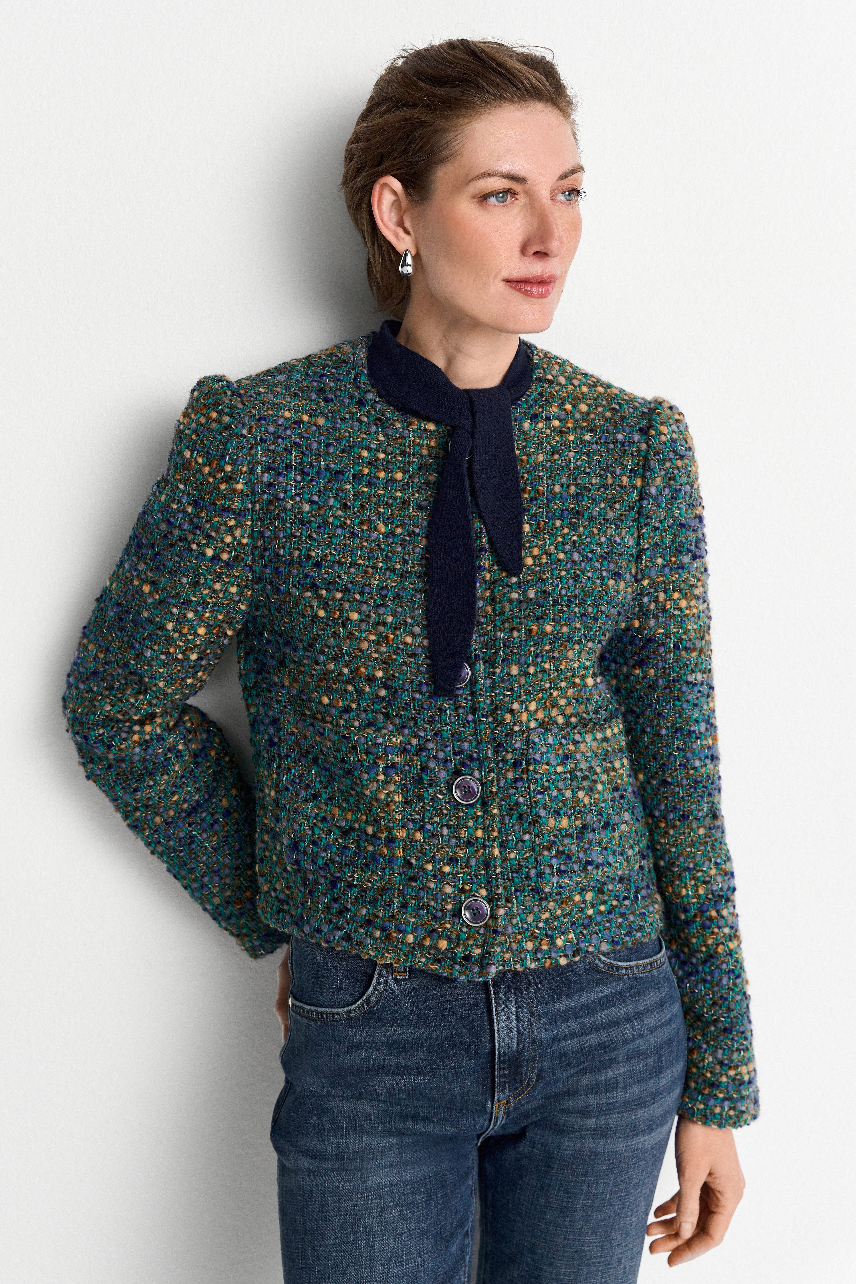 RICHROYAL Bouclèjacke Regular fit mit Rundhalsausschnitt