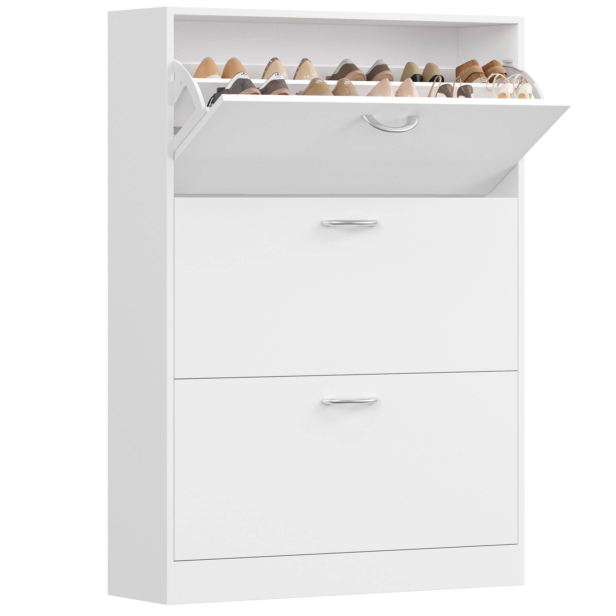Homfa Schuhschrank mit 2/3 Klappen Schuhregal (1-St) Schuhkipper weiß 2 Türen/3Türen 80/100 x 80 x 23.5cm