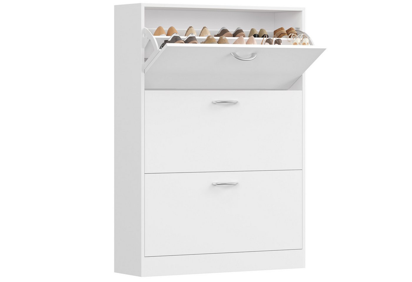 Homfa Schuhschrank mit 2/3 Klappen Schuhregal (1-St) Schuhkipper weiß 2 Türen/3Türen 80/100 x 80 x 23.5cm