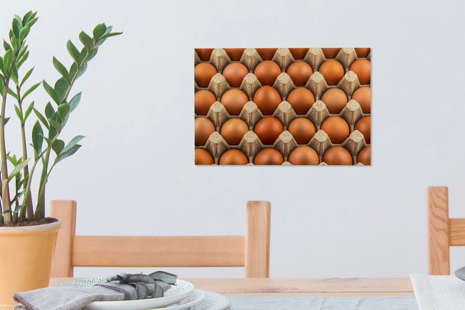 einer Eierschale, auf Wandbild Leinwandbild 30x20 OneMillionCanvasses® Braune St), Eier Wanddeko, Leinwandbilder, cm Aufhängefertig, (1