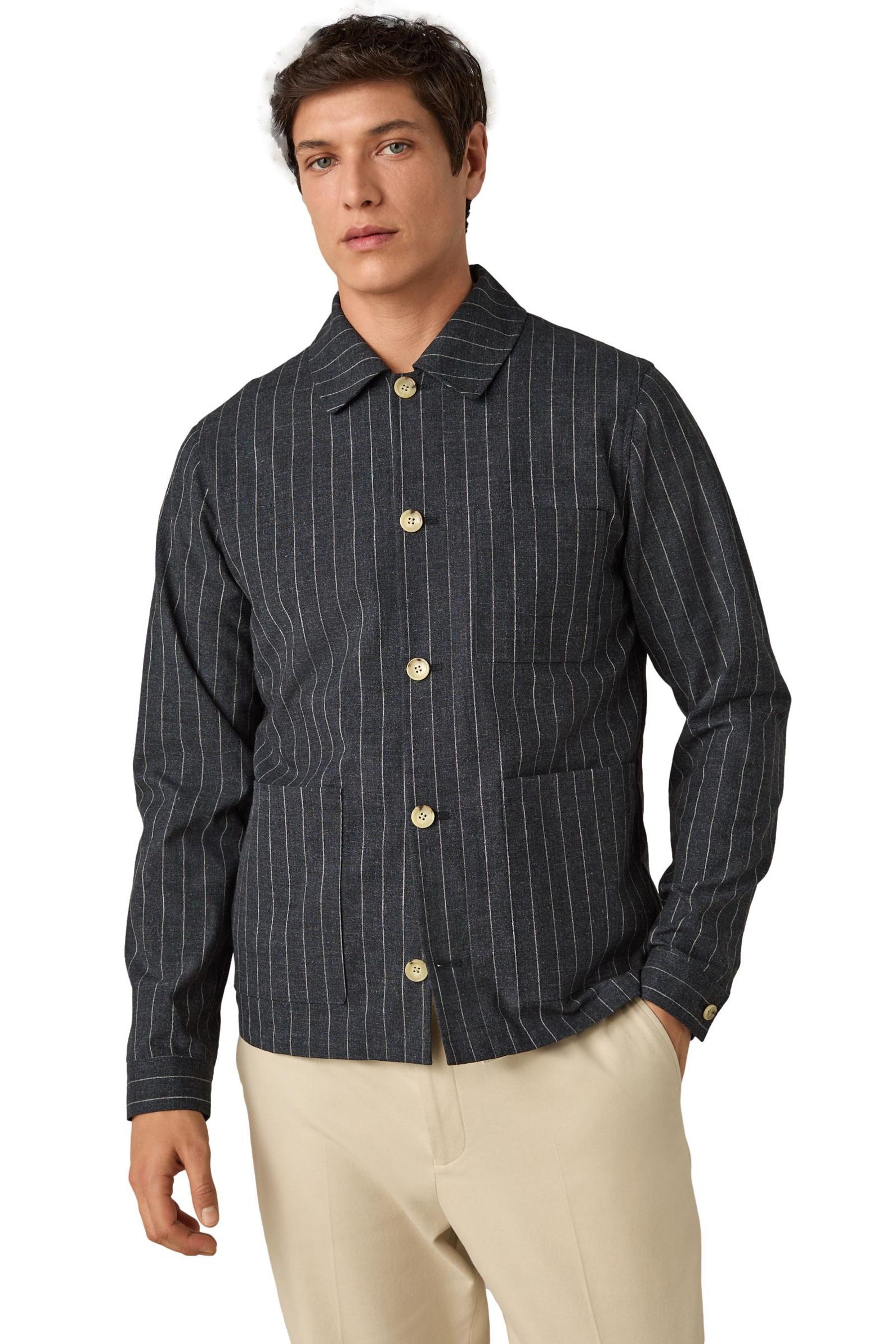 Next Hemdjacke Gestreifte Regular Fit Hemdjacke (1-St)