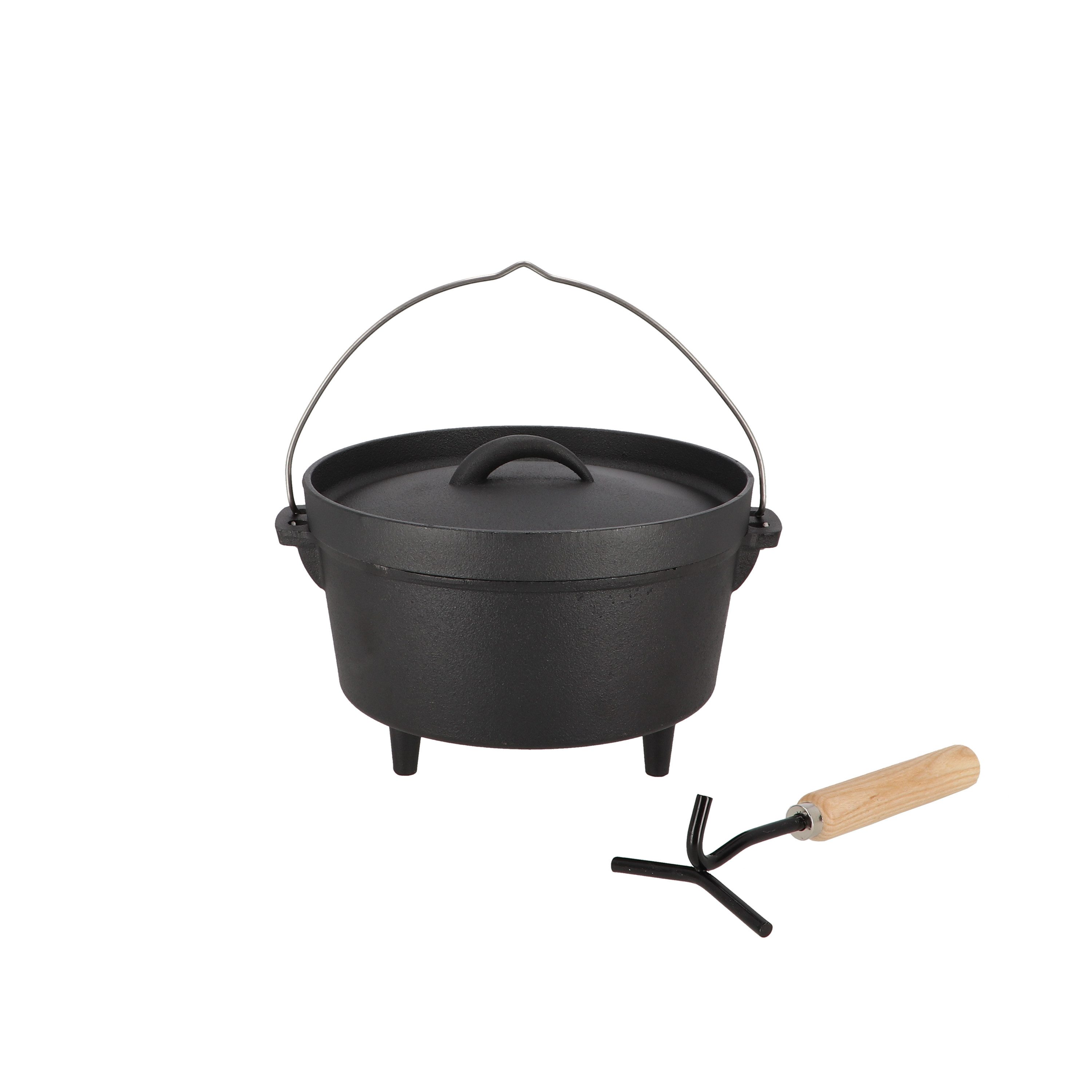 degawo Feuerschale Robuster Dutch-Oven Gusseisentopf für Outdoor- und Camping, 25,5 cm 3L, (1 x Dutch Oven Topf)