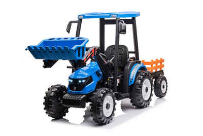 Kidix Elektro-Kinderauto Elektro Kinder Traktor Pushdozer mit Schaufel 2x120W 12V/10Ah Anhänger